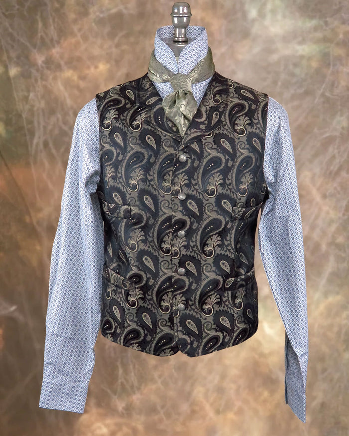 Men's Brocade Vest - Brown Paisley