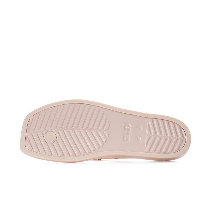 Women's flip-flops, studded strap, light pink rubber outsole tread