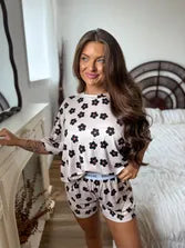 Midnight Wildflower Pajama Short Set