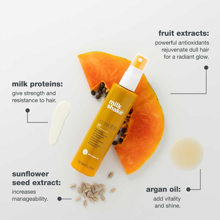 milk_shake Incredible Oil | Lightweight Hair Oil | Illuminates, Protects & Strengthens from Scalp to Ends | With Argan Oil & Milk Proteins, 1.7 fl oz / 50 mL