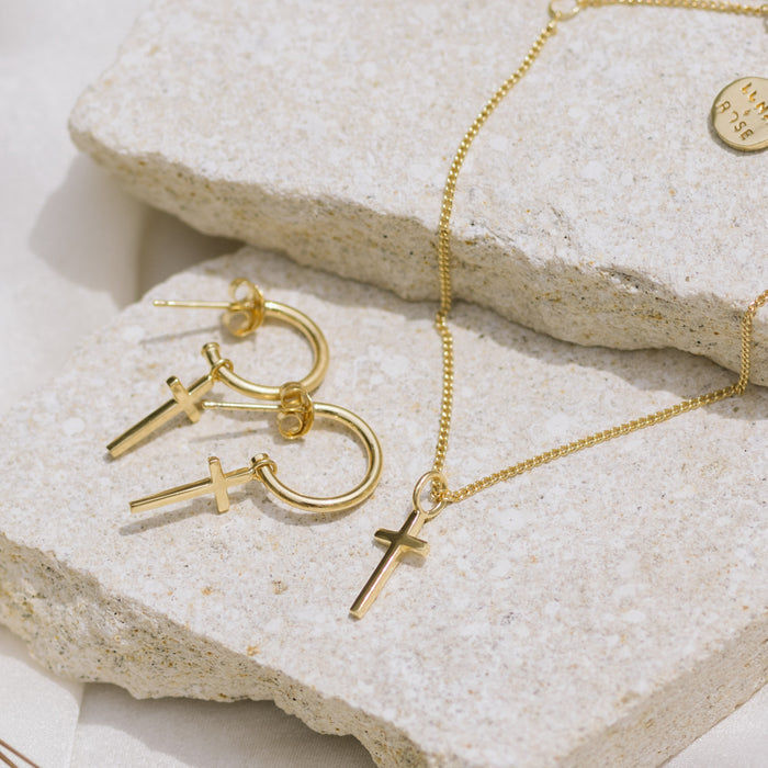 Mini Madonna Cross Charm Bracelet - Gold