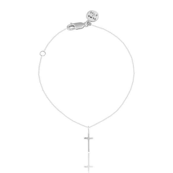 Mini Madonna Cross Charm Bracelet - Silver