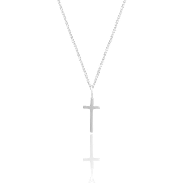 Mini Madonna Cross Charm Necklace - Silver