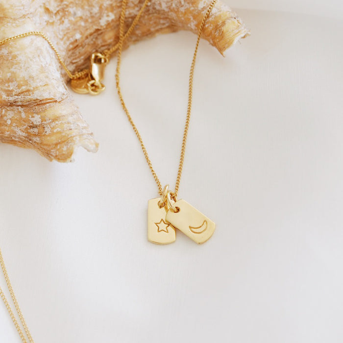 Mini Moon Rectangle Charm - Gold