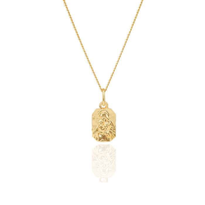 Gold Rectangle Saint anne Necklace on 18" Chain