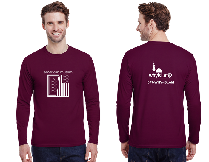 Muslim American T-Shirt - Long Sleeve - Maroon