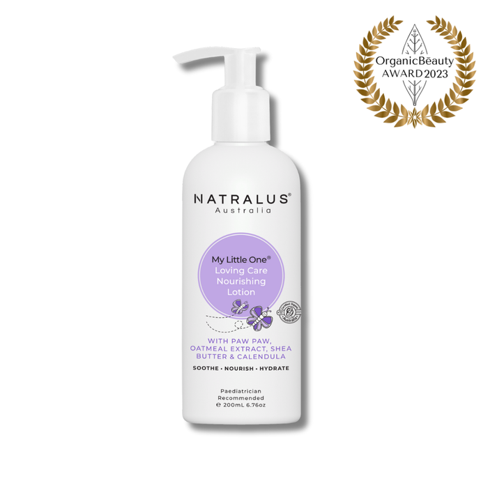 Certified organic nourishing lotion for babies – natural, dermatologically tested, safe for delicate and sensitive skin.
