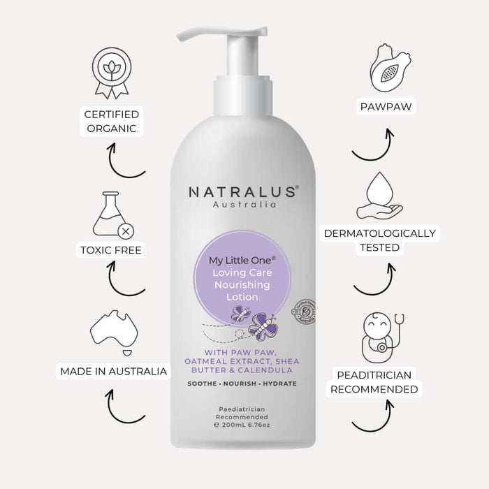 Gentle nourishing lotion for infants with Oatmeal Extract Australia