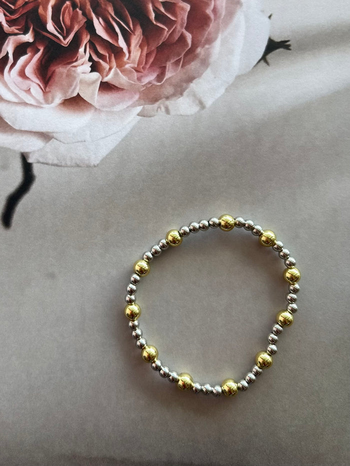 Nadia Stretch Two - Tone Ball Bracelet