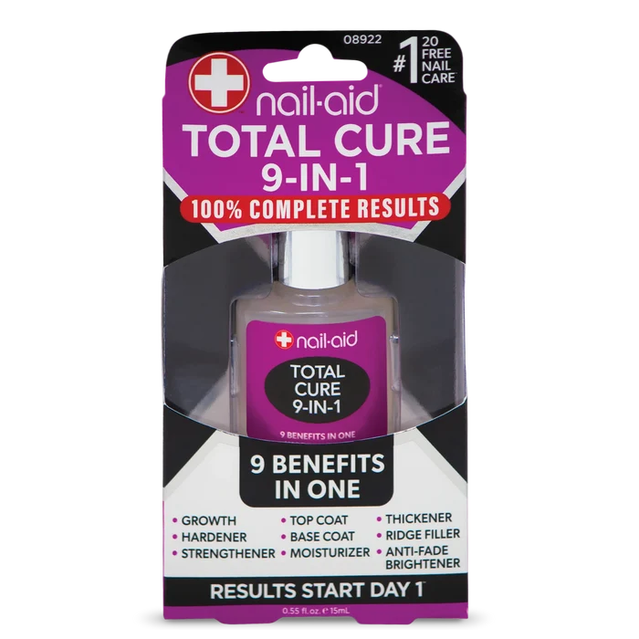 + NAIL AID Total Cure 9 In 1 100% Complete Results 9 Benefits in One معالج الاظافر من نيل ايد