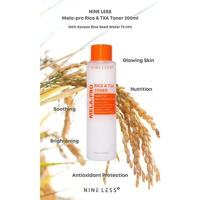 NINELESS mela pro rice & txa toner targeted melanin rich skin تونر البشرة بالارز من ناين ليس