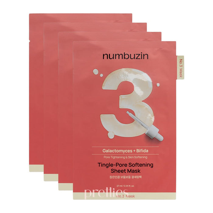 numbuzin No.3 Tingle - Pore Softening Sheet Mask (4sheets/box) - Pretties.com.hk