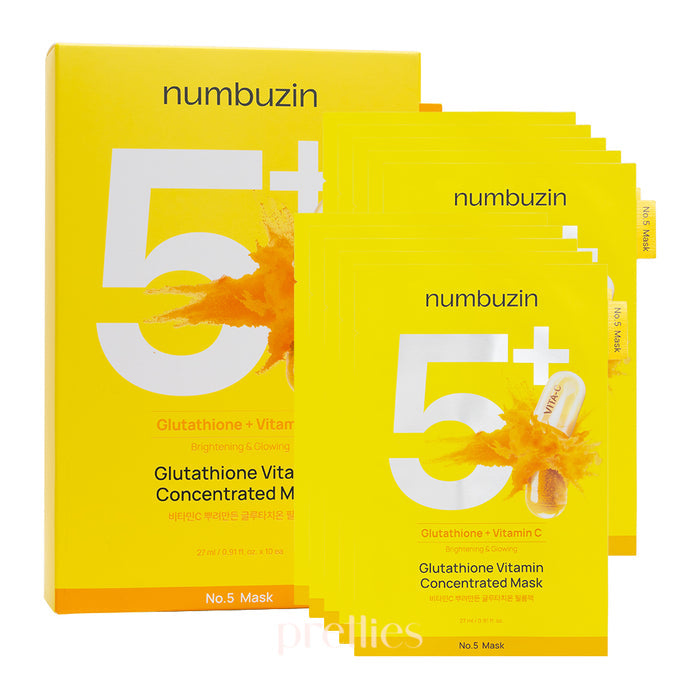 Numbuzin No.5+ Glutathione Vitamin Concentrated Mask 10pcs/ box