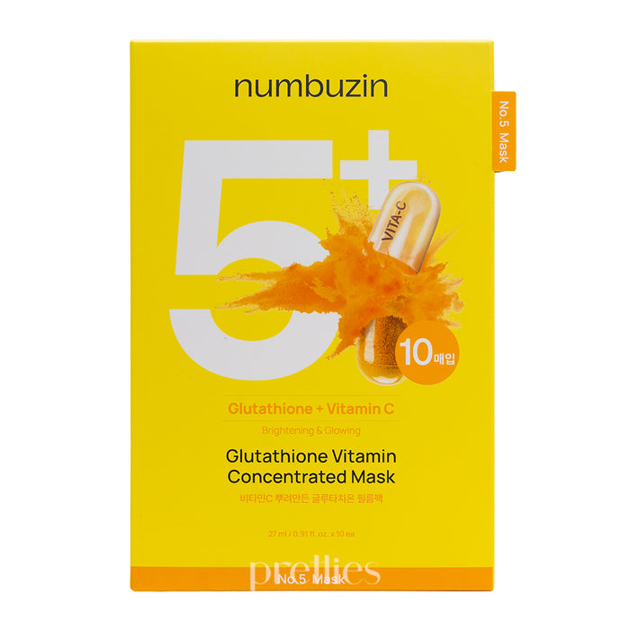 Numbuzin No.5+ Glutathione Vitamin Concentrated Mask 10pcs/ box