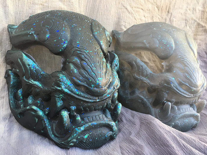 OPAL FLAKE- GLOW IN THE DARK TRANSLUCENT BLANK PANTHER MASK