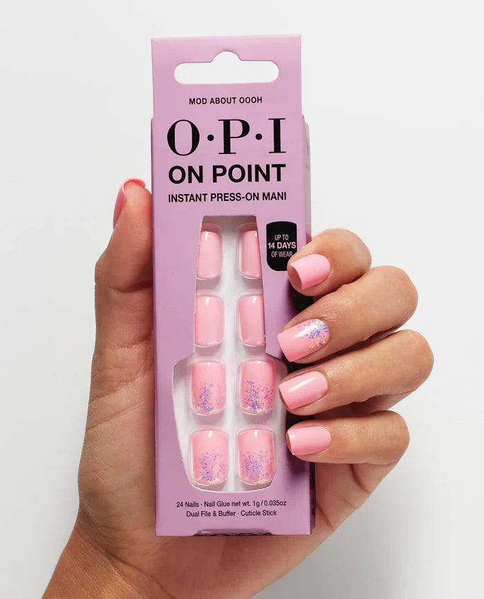 OPI On Point 24 Nails + Nail Glue 1g + Dual File& Buffer Mod About OooH اظافر صناعية