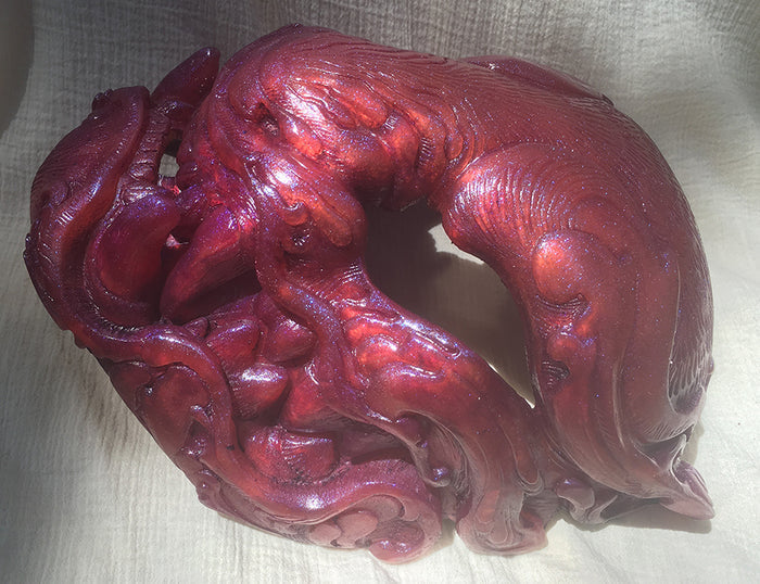 ORNATE PANTHER MASK- TRANSLUSCENT "GLASS"- GLOW IN THE DARK