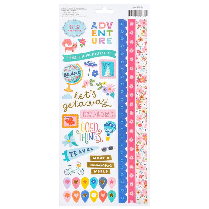 Paige Evans - Cardstock Stickers 6"X12" - 81/Pkg - Adventurous. Stickers are the perfect finishing touch to any crafting project and these foil stickers will add just the right amount of glam! Available at Embellish Away located in Bowmanville Ontario Canada.