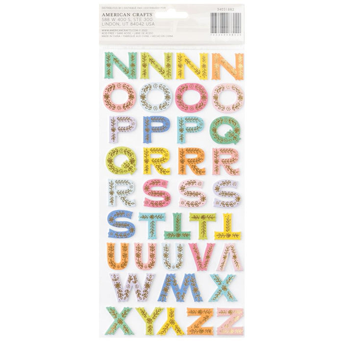 Paige Evans - Thickers Stickers - Alpha - Adventurous. Create custom titles, phrases, and words for your projects with alphabet Thickers! They're great for scrapbook pages, cards, mixed media projects, journals, planners and so much more. Available at Embellish Away located in Bowmanville Ontario Canada.