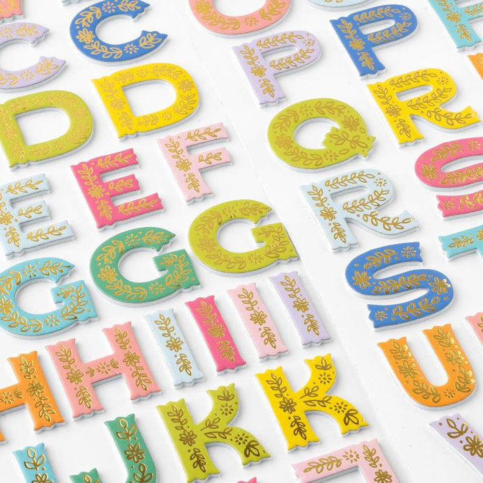 Paige Evans - Thickers Stickers - Alpha - Adventurous. Create custom titles, phrases, and words for your projects with alphabet Thickers! They're great for scrapbook pages, cards, mixed media projects, journals, planners and so much more. Available at Embellish Away located in Bowmanville Ontario Canada.