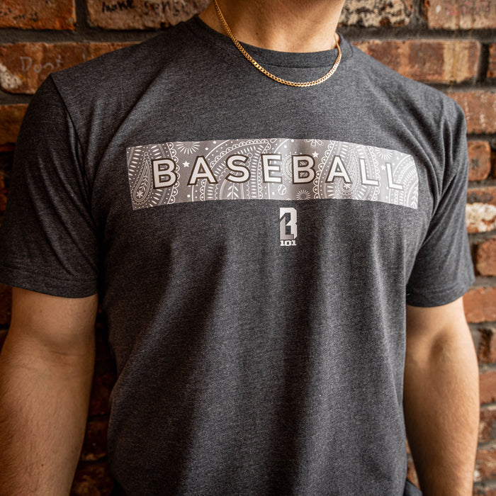 Gray paisley tshirt, gray paisley pattern