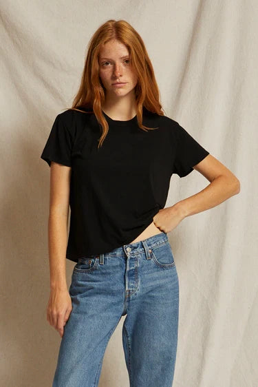Perfect White Tee Harley Boxy Crewneck Tee – Black Relaxed Fit Cotton T-Shirt
