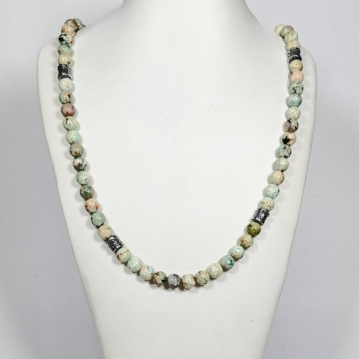 Peruvian Turquoise and Sterling silver Beaded Necklace