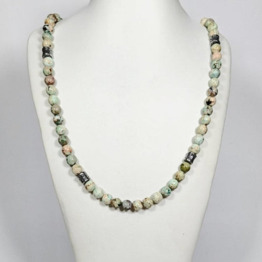 Peruvian Turquoise and Sterling silver Beaded Necklace
