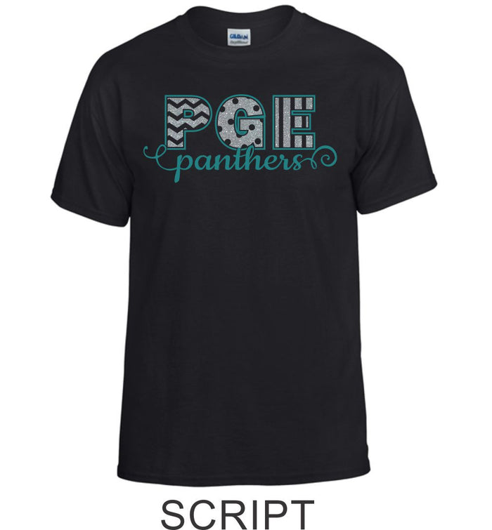 PGE Glitter Black T-Shirt- 7 designs