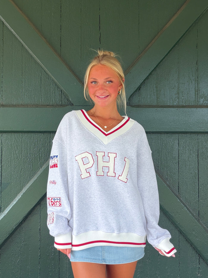 PHI Basketball  Women's Sport V-Neck Sweatshirt -76ers