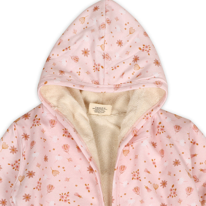 Pink Floral Baby Hooded Bathrobe (Organic Jersey)