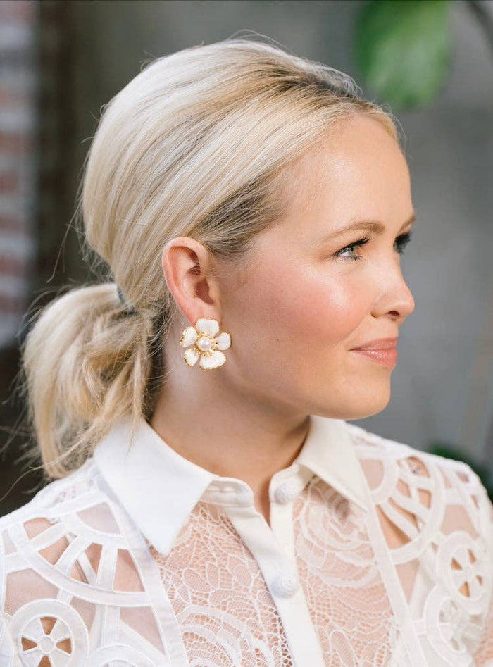 Pink Reef Jade Floral Earring