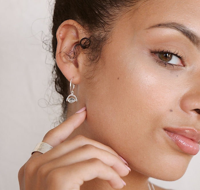Protection Evil Eye Earrings -  Silver
