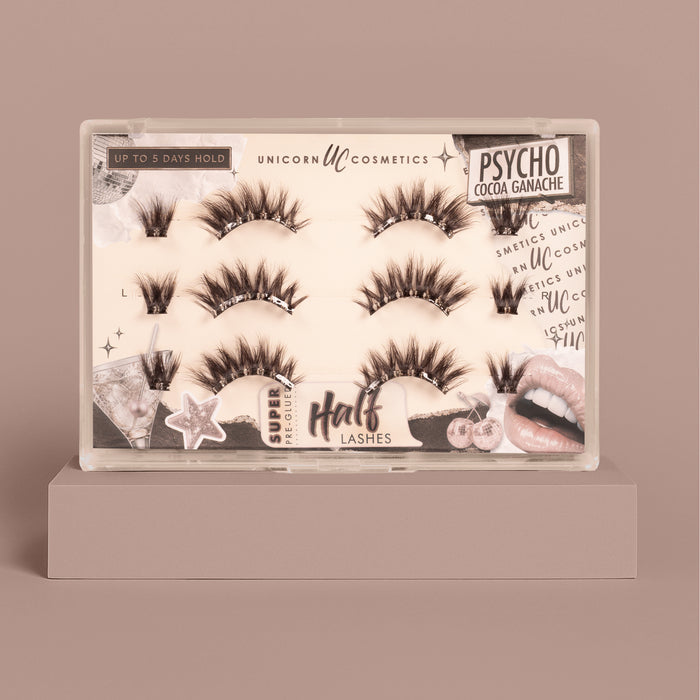 Psycho Cocoa Ganache Super Pre-Glued Half Strip Lash Starter Kit - Unicorn Cosmetics