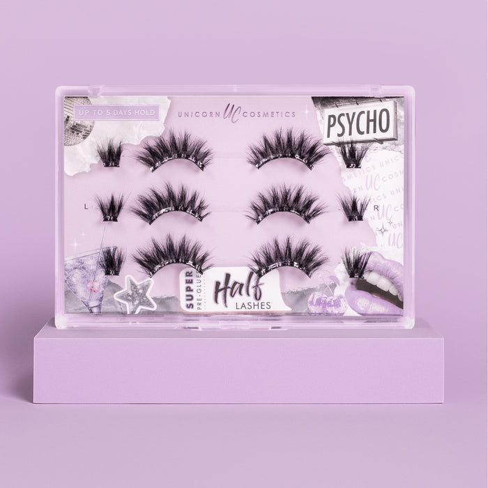 Psycho Super Pre-Glued Half Strip Lash Starter Kit - Unicorn Cosmetics