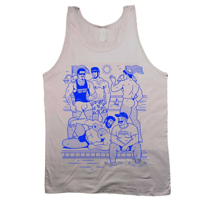 Hey Beefcake Boatslip Tea Graphic Tank in silver