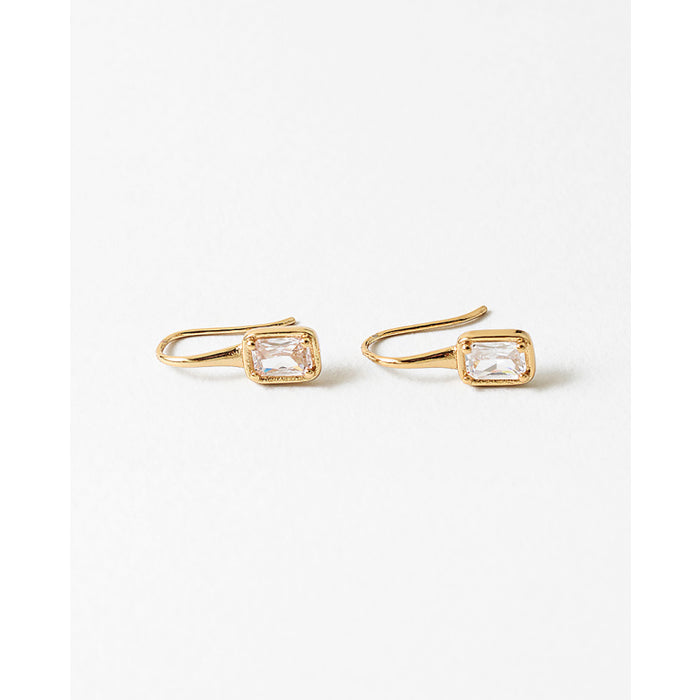 Rae & Jade Emerald Cut Bezel CZ Drop Earrings