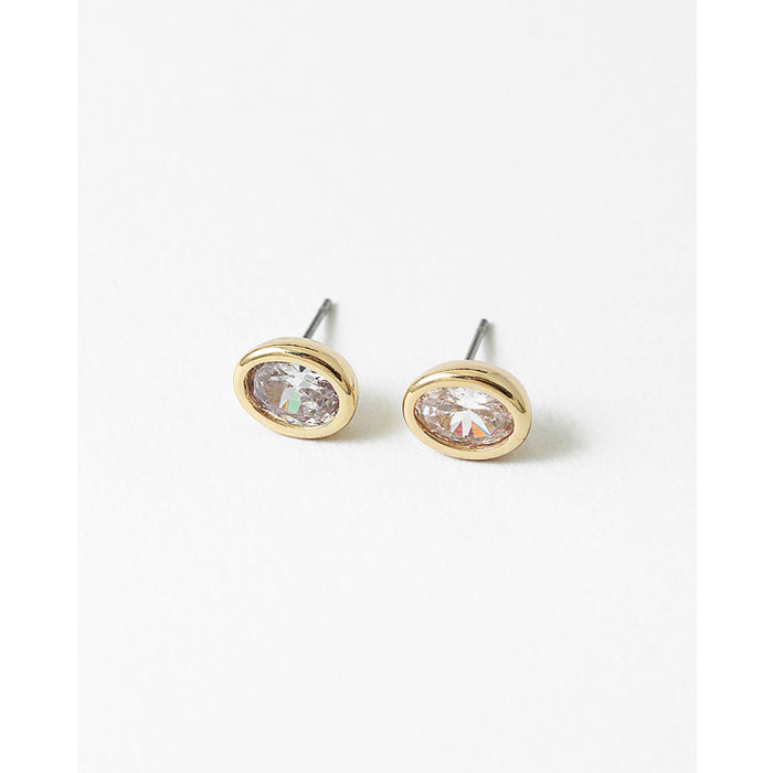 Rae & Jade High-Quality Oval Bezel CZ Stud Earrings