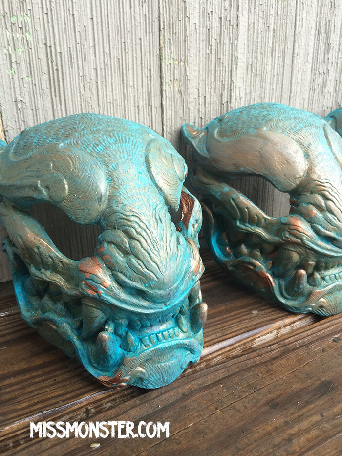 READY TO SHIP PANTHER MASK- PATINA COPPER