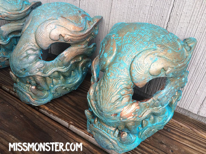 READY TO SHIP PANTHER MASK- PATINA COPPER