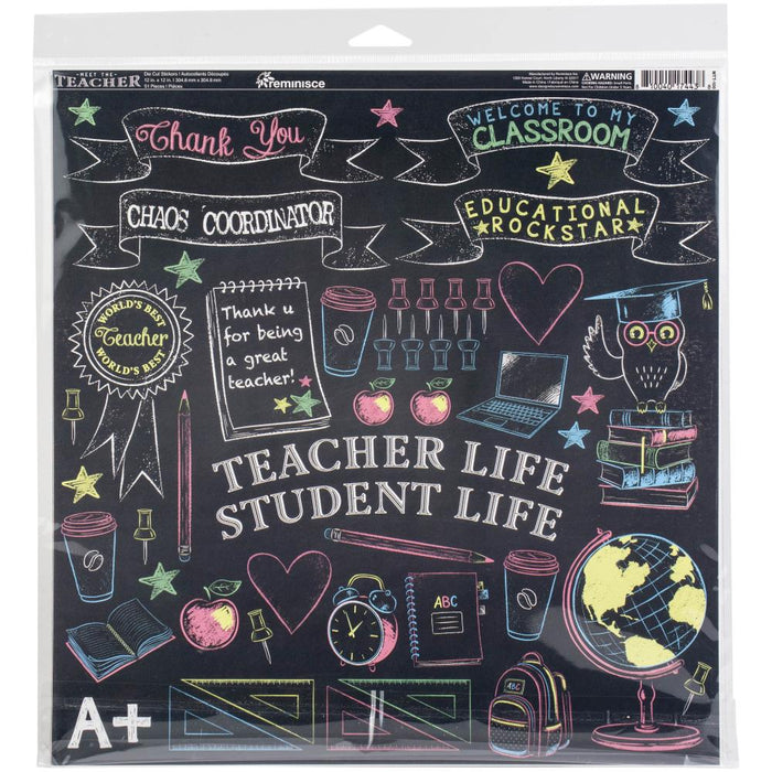 Reminisce - Collection Kit 12"X12" - Meet The Teacher. The perfect start to all your paper crafting projects! This package contains fourteen 12x12 inch double-sided sheets in seven different designs (two of each) and one 12x12 inch sticker sheet. Acid and lignin free. Made in USA. Available at Embellish Away  located in Bowmanville Ontario Canada.