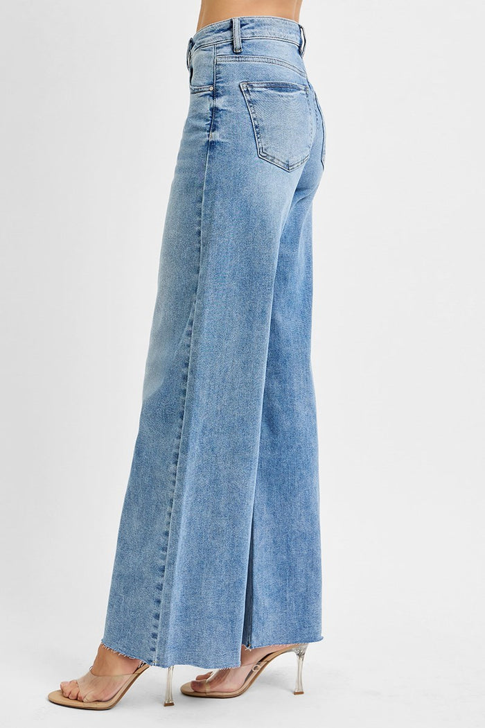 Risen Tummy Control High Rise Ankle Palazzo Jeans