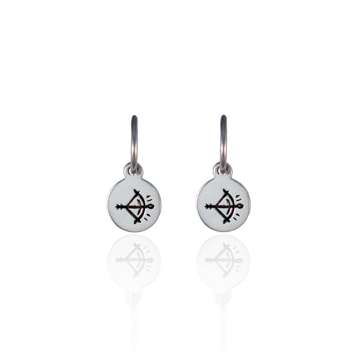 Sagittarius Mini Zodiac Hoops - Silver