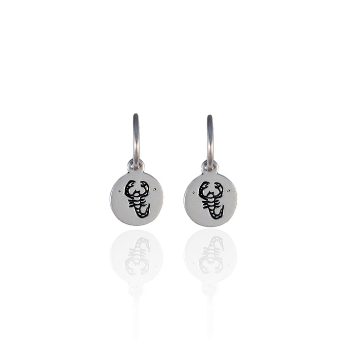 Scorpio Mini Zodiac Hoops - Silver