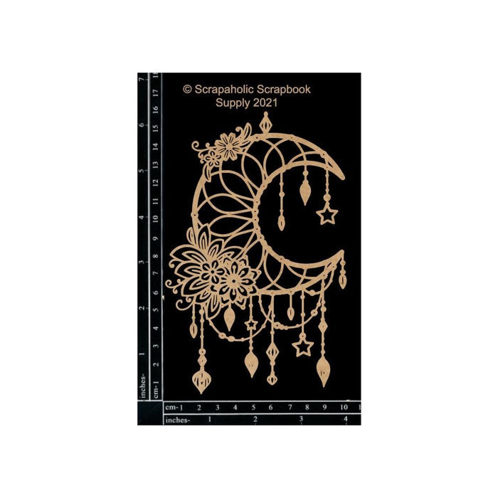 Scrapaholics - Laser Cut Chipboard - 1.8mm Thick - Moon Dream Catcher - 6.25"X4". Available at Embellish Away located in Bowmanville Ontario Canada.