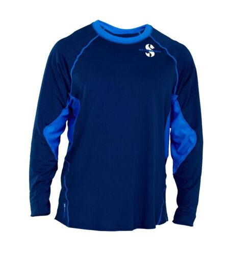 SCUBAPRO Aegean Rash Guard Mens, C-Flow, Long Sleeve (UPF50)- Blue