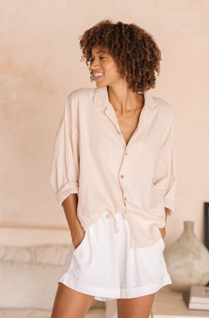 Luna & Rose Linen SHANDY SHIRT - Macadamia