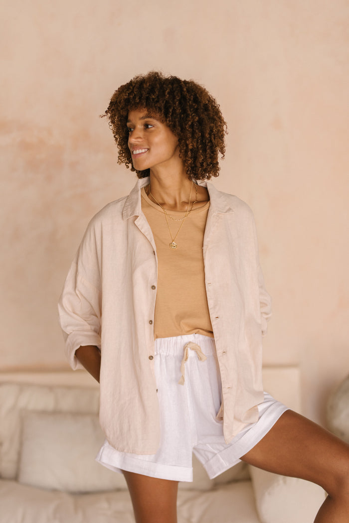 Luna & Rose Linen SHANDY SHIRT - Macadamia