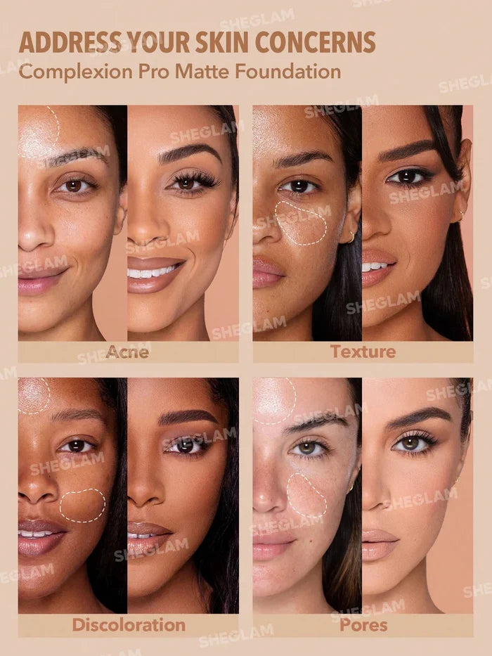 Sheglam Complexion Pro Long Lasting Breathable Matte Foundation - peach