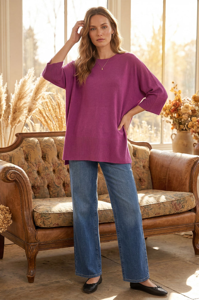 She+Sky Half Sleeve Oversized Sweater